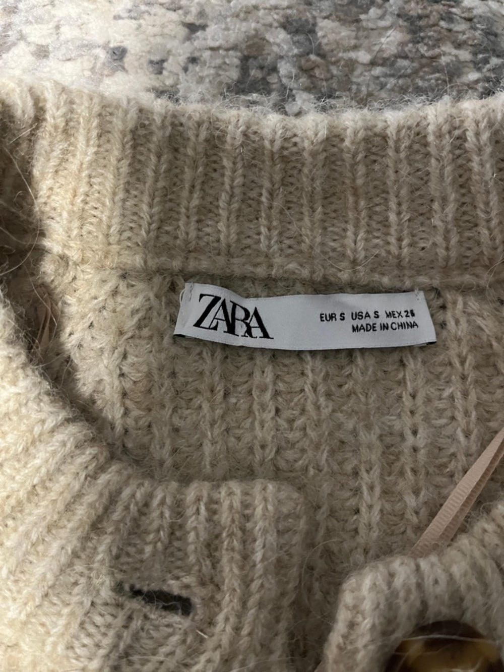 Zara Beige Ribbed Button-Front Cardigan - Picture 2 of 5